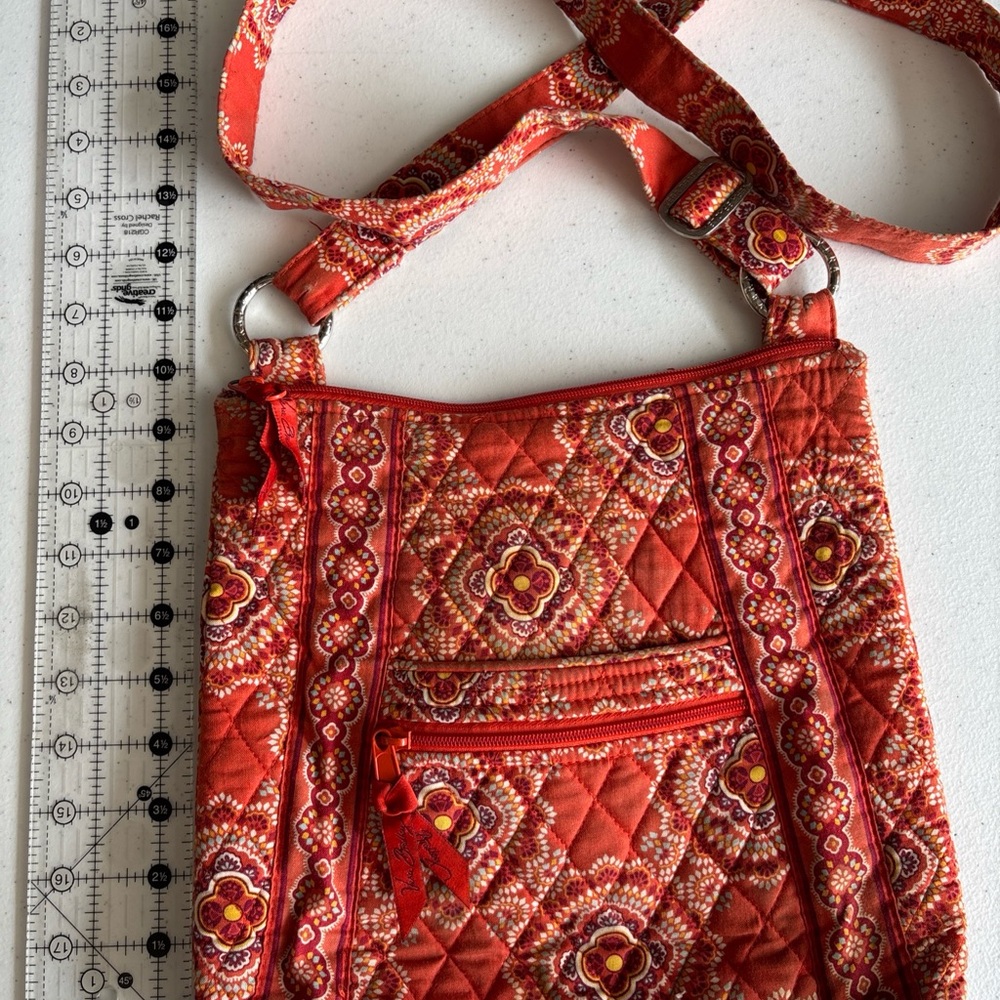 Vera Bradley Red/orange  Patterned Quilted Crossbody Bag